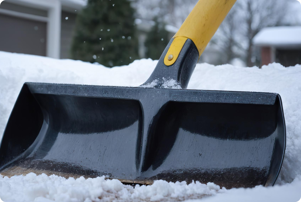 Eine Schneeschaufel im Einsatz bei der Schneeräumung